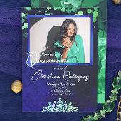 Invitation Emerald Green Tiara, Sapphire Blue Quinceanera