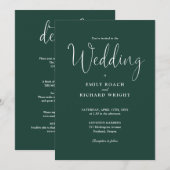 Invitation Emerald Green Tout en un élégant Mariage de script (Devant / Derrière)