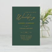 Invitation Emerald Green Typographie moderne RSVP Mariage (Debout devant)
