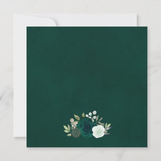 Invitation Emerald Green Watercolor Roses Mariage élégant (Dos)