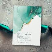 Invitation Emerald Green Waves Beach Wedding