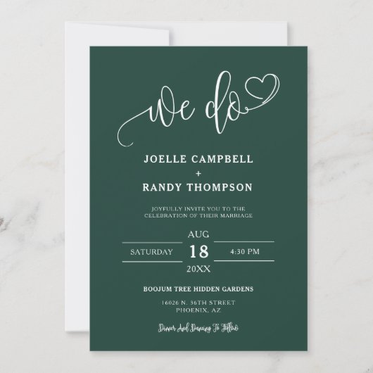 Invitation Emerald Green We Do Boho Mariage QR Code Photo (Devant)