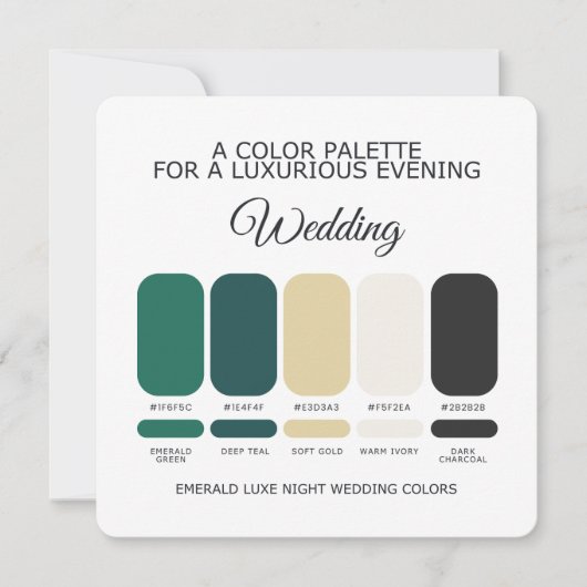 Invitation Emerald Green Wedding Color Palette Card (Devant)