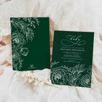 Emerald Green White Botanical Baby shower floral