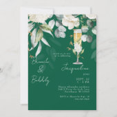 Invitation Emerald Green White Floral Brunch & Bubbly (Devant)