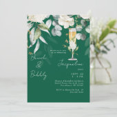 Invitation Emerald Green White Floral Brunch & Bubbly (Debout devant)