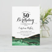 Invitation Emerald Green White Gold Agate 50e anniversaire (Debout devant)