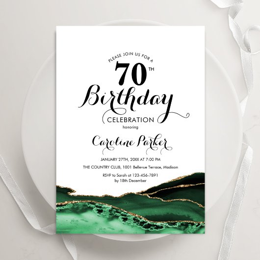 Invitation Emerald Green White Gold Agate 70e anniversaire