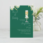 Invitation Emerald Green White Hydrangeas Brunch & Bubbly (Debout devant)