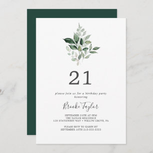 Invitation Emerald Greenery 21ème anniversaire