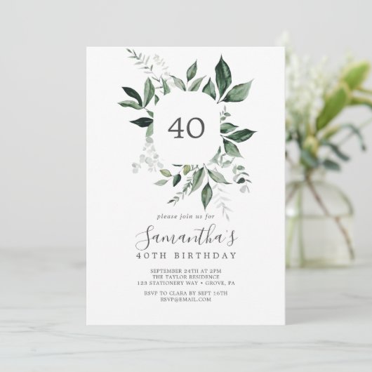 Invitation Emerald Greenery 40e anniversaire (Debout devant)