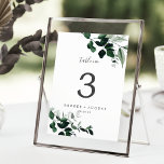 Invitation Emerald Greenery 5x7" Numéro de tableau<br><div class="desc">Ce numéro de table vert émeraude 5x7" est parfait pour un mariage boho. Le design élégant et rustique présente des feuilles d'aquarelle vert foncé moody et des eucalyptus aux tons bohèmes modernes. La carte s'imprime à l'avant et à l'arrière (double face). Les articles sont imprimés exactement comme ils apparaissent sur...</div>
