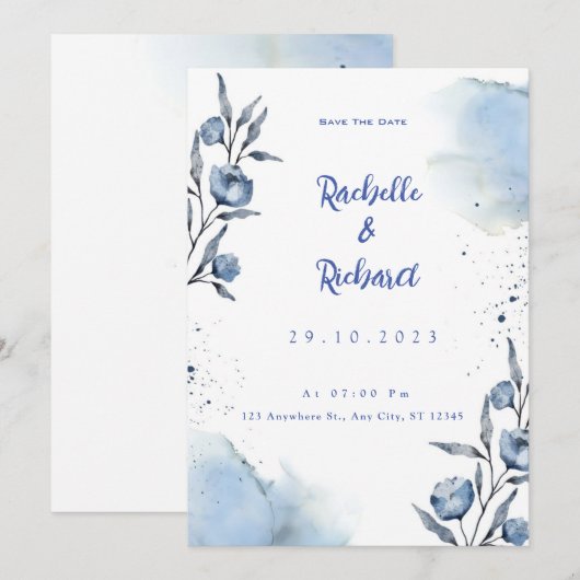 Invitation Emerald Greenery All In One (Devant / Derrière)