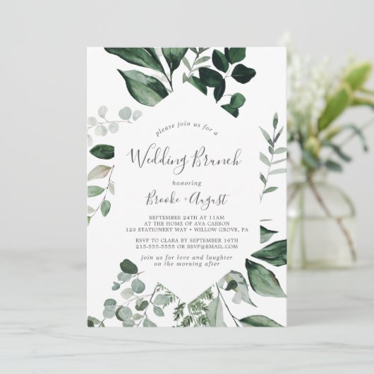 Invitation Emerald Greenery Brunch Mariage (Debout devant)