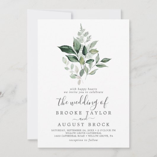 Invitation Emerald Greenery Le Mariage de (Devant)