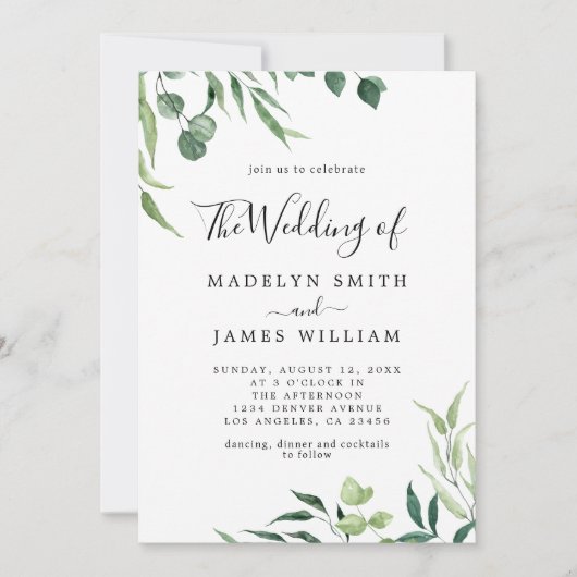 Invitation Emerald Greenery Le Mariage de (Devant)