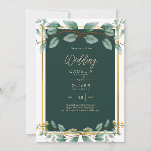 Invitation Emerald Greenery Mariage Botanical Nature Invitati (Devant)