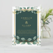 Invitation Emerald Greenery Mariage Botanical Nature Invitati (Debout devant)