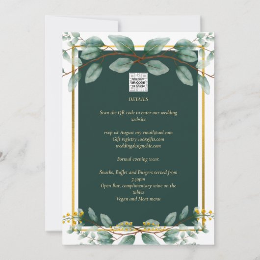 Invitation Emerald Greenery Mariage Botanical Nature Invitati (Dos)