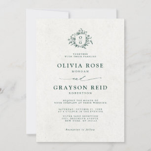Invitation Emerald Greenery Mariage botanique Vintage