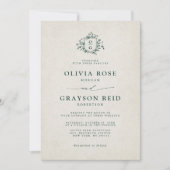 Invitation Emerald Greenery Mariage botanique Vintage (Devant)