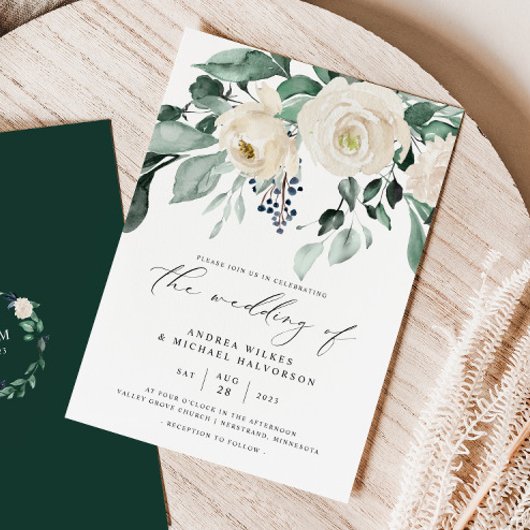 Invitation Emerald Greenery Mariage élégant