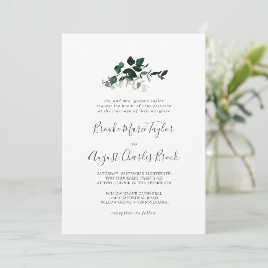 Invitation Emerald Greenery Mariage traditionnel (Debout devant)