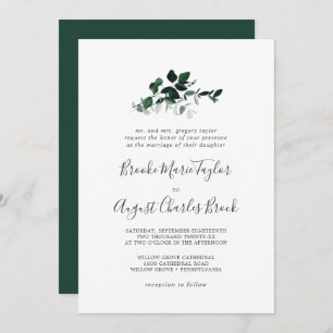 Invitation Emerald Greenery Mariage traditionnel