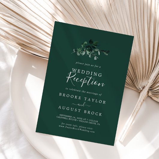 Invitation Emerald Greenery | Réception de mariage vert
