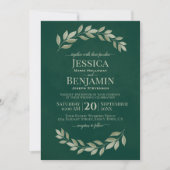 Invitation Emerald Greenery Simple Aquarelle Feuille Mariage (Devant)