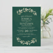 Invitation Emerald Greenery Simple Aquarelle Feuille Mariage (Debout devant)