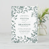 Invitation Emerald Greenery Vintage Botanique Simple Mariage (Debout devant)