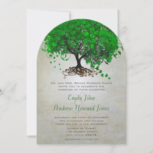 Invitation Emerald Heart Leaf Tree Wedding Invite (Devant)