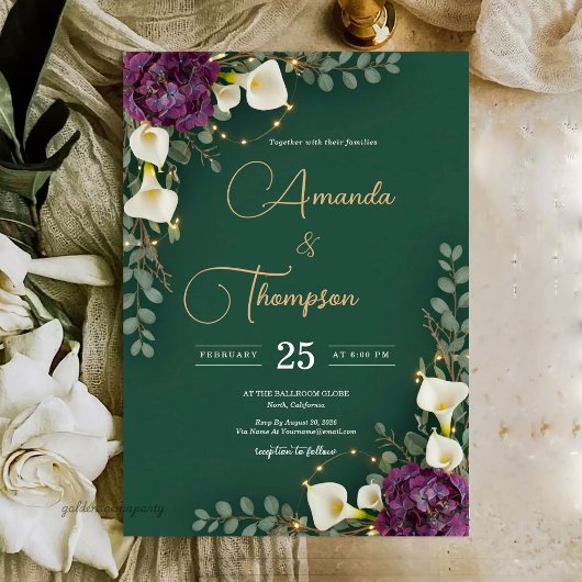 Invitation Emerald & Ivory Botanical Elegance Wedding
