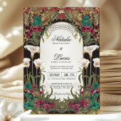Invitation Emerald Jewel Tone Floral Art Nouveau Mariage