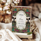 Invitation Emerald Jewel Tone Floral Art Nouveau Mariage