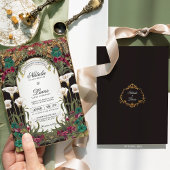 Invitation Emerald Jewel Tone Floral Art Nouveau Mariage