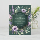 Invitation Emerald Lavender Flora Wedding (Debout devant)
