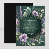 Invitation Emerald Lavender Flora Wedding (Devant / Derrière)