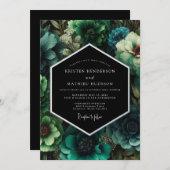 Invitation Emerald Lavish Floral Wedding (Devant / Derrière)