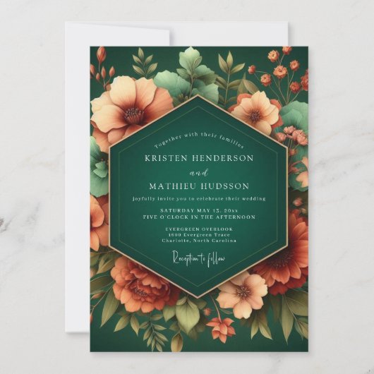 Invitation Emerald Luminous Autumnal Wedding (Devant)