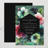 Invitation Emerald Luminous Flora Wedding (Devant / Derrière)