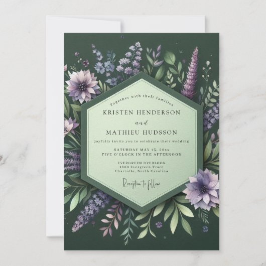 Invitation Emerald Lupine Meadow Wedding (Devant)
