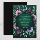 Invitation Emerald Lush Flora Wedding (Devant / Derrière)