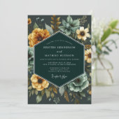 Invitation Emerald & Marigold Lush Botanical Wedding (Debout devant)