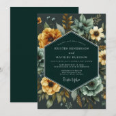 Invitation Emerald & Marigold Lush Botanical Wedding (Devant / Derrière)