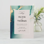 Invitation Emerald Modern Frame Elegant Chic Beach Wedding (Debout devant)