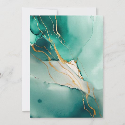 Invitation Emerald Modern Frame Elegant Chic Beach Wedding (Dos)