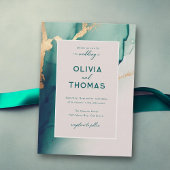 Invitation Emerald Modern Frame Élégant Simple Plage Mariage