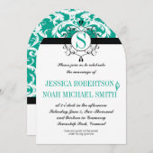 Invitation Emerald Monogram Wedding Inviter ou toute couleur (Devant / Derrière)